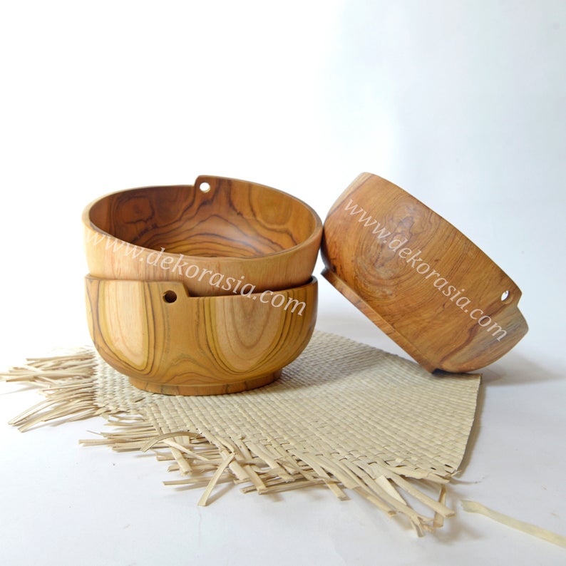 Teak Wood Round Bowl Dish Serving Dessert Diameter 5.4 to 7.8 inches